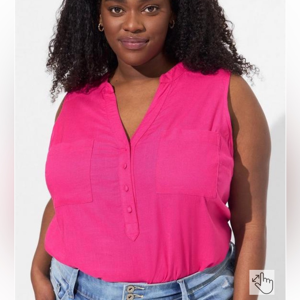 NWT Torrid Harper Linen Pullover Tank Size 2x pink peacock - Picture 3 of 7